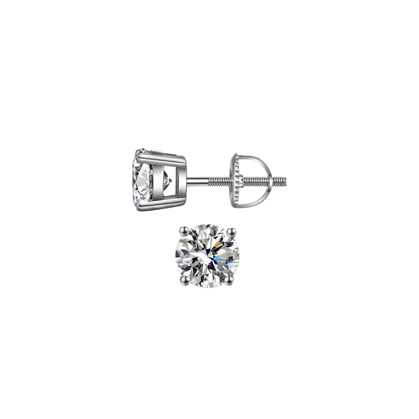 1.04 CTW Natural Diamond Solitaire Stud Earrings in 14K White Gold (G, VS2)