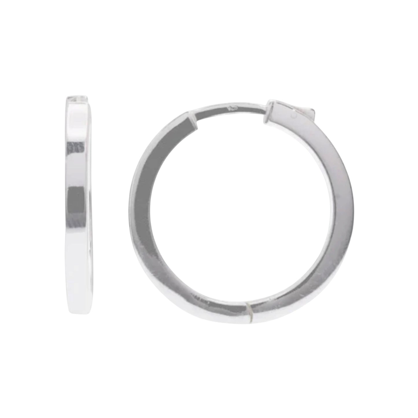 925 Sterling Silver Rhodium Plated 25 mm Hoop Earrings