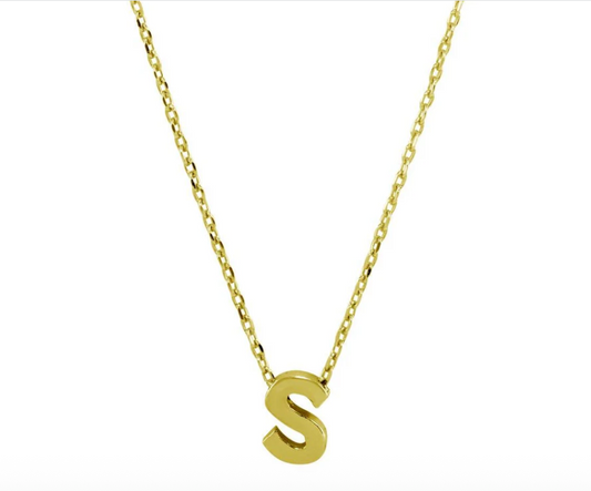 925 Sterling Silver Small Initial S Necklace