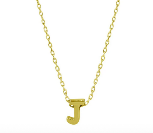 925 Sterling Silver Small Initial J Necklace