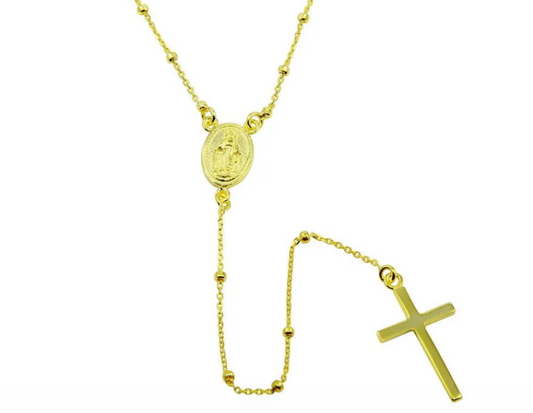 925 Sterling Silver Rosary Beaded Necklace