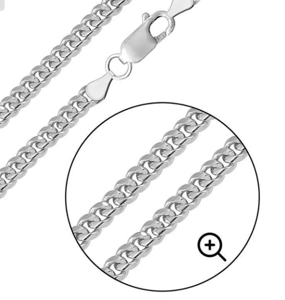 925 Sterling Silver Rhodium Plated Miami Cuban Link 4.1 mm