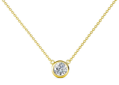 14K Yellow Gold 0.36 Carat Round Natural Diamond Bezel-set Pendant
