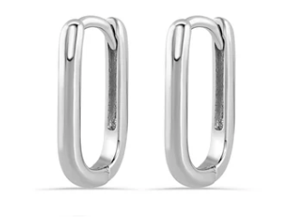925 Sterling Silver Rhodium Plated Shaped Latch Lock Earrings