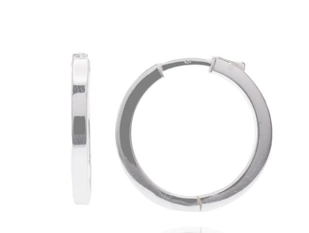 925 Sterling Silver Rhodium Plated 23mm Hoop Earring