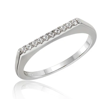 925 Sterling Silver Rhodium Plated Stackable Flat Top CZ Ring