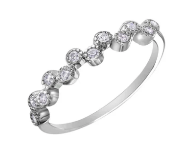 925 Sterling Silver Rhodium Plated Alternating Bubble Design CZ Ring