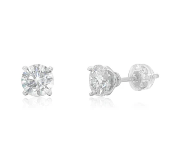 925 Sterling Silver Rhodium Plated Moissanite Studded 6.5mm Stud Earrings