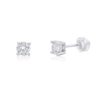 925 Sterling Silver Rhodium Plated Moissanite Studded 5mm Stud Earrings