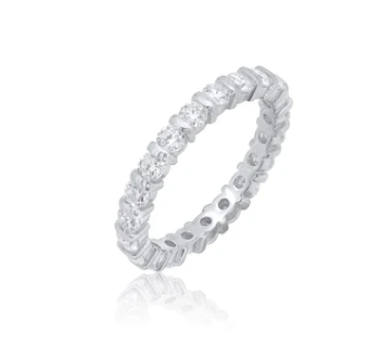 925 Sterling Silver Rhodium Plated Eternity Band 2.8mm Ring