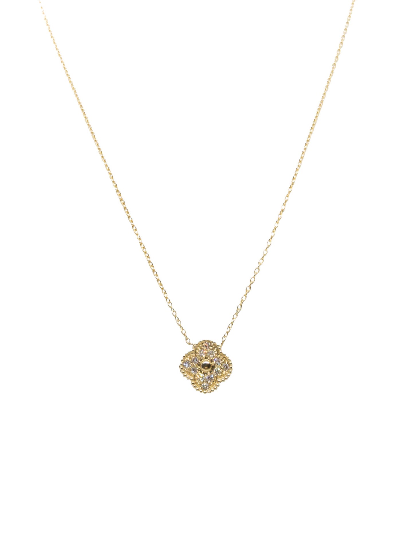 Nicole Four-Leaf Clover Diamond Pendant in 14k Yellow Gold Adjustable Necklace