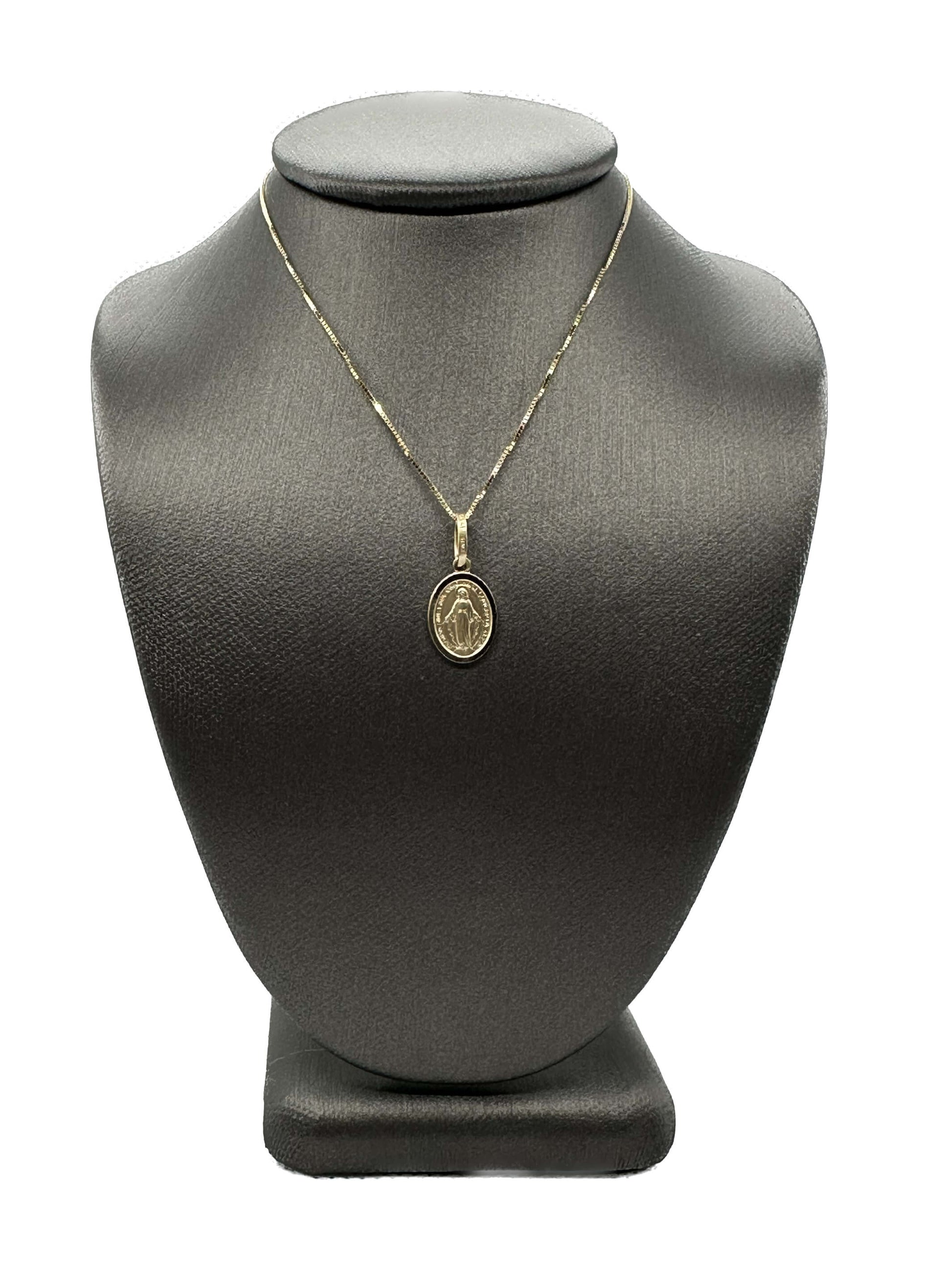 14k Solid Yellow Gold Miraculous Medal Pendant
