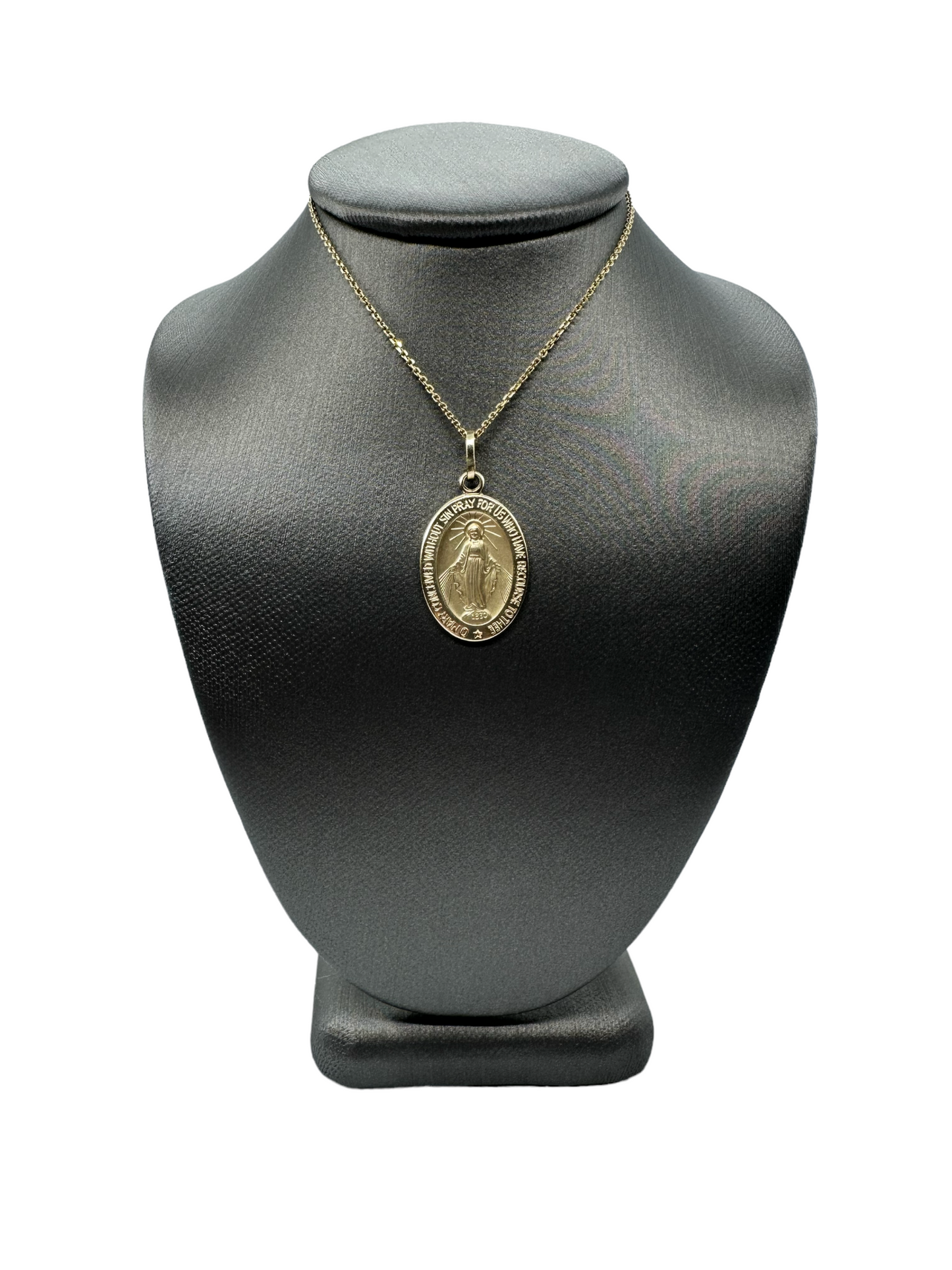 Miraculous Medal Pendant - 14k Solid Yellow Gold