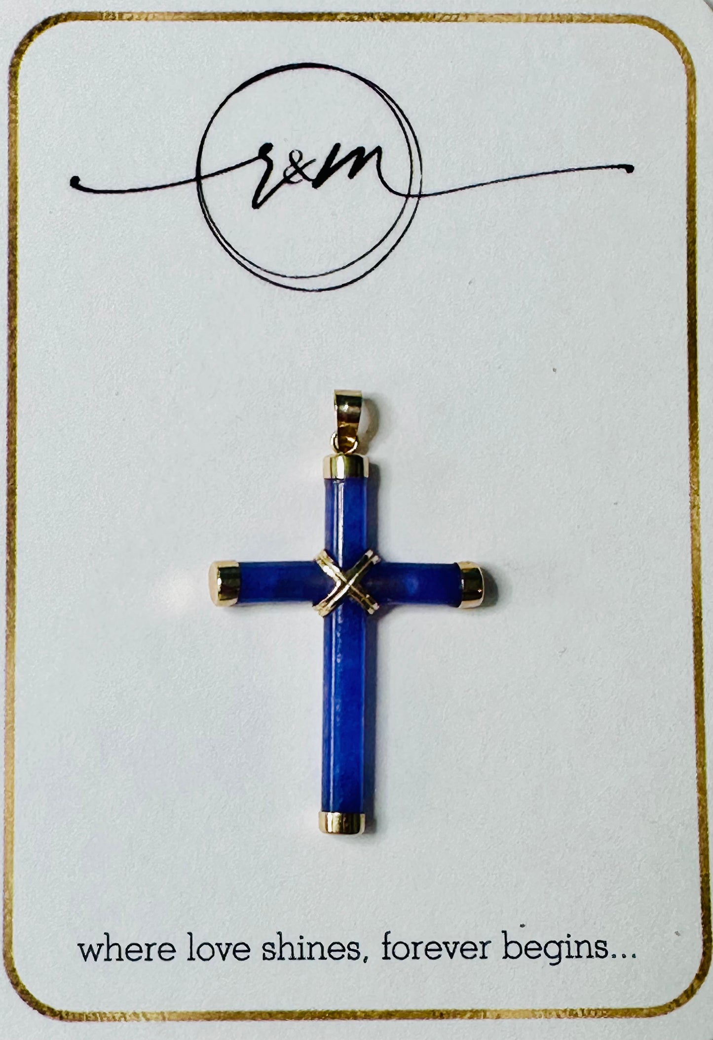 14K Yellow Gold Lavender Jade Cross Pendant 35mm x 20 mm