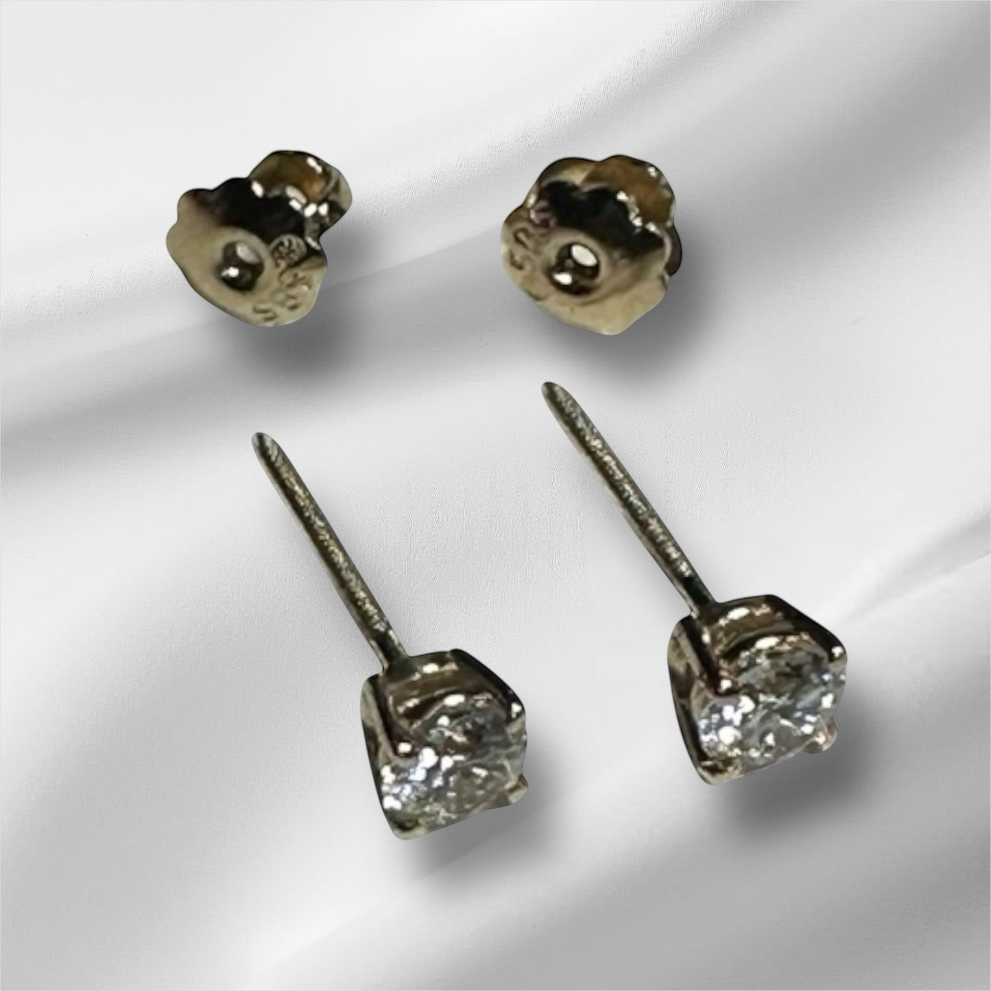 0.21 ctw Lab-Created Stud Diamond Earrings-Four Prong Basket Setting-Screw Back Closure