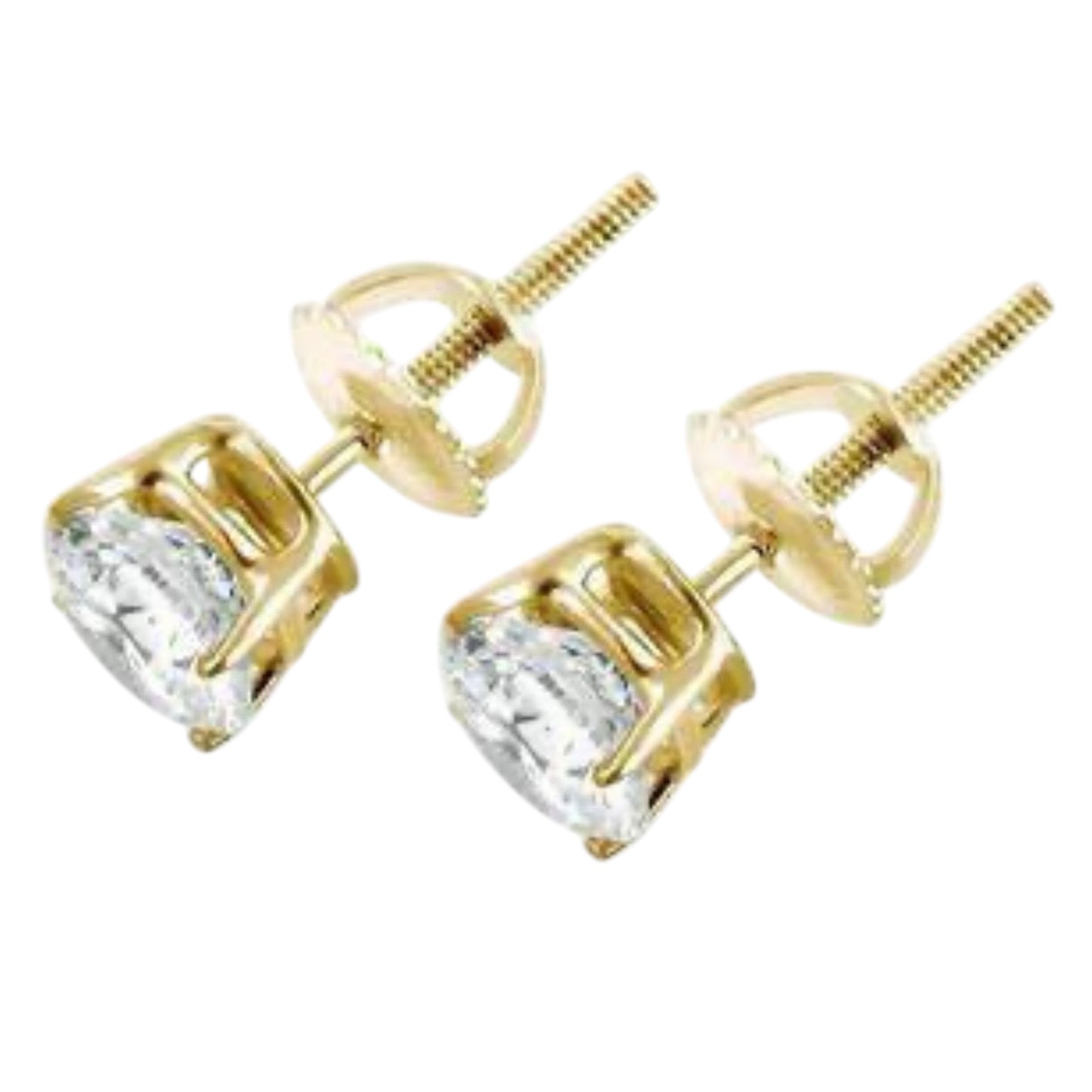 0.21 ctw Lab-Created Stud Diamond Earrings-Four Prong Basket Setting-Screw Back Closure
