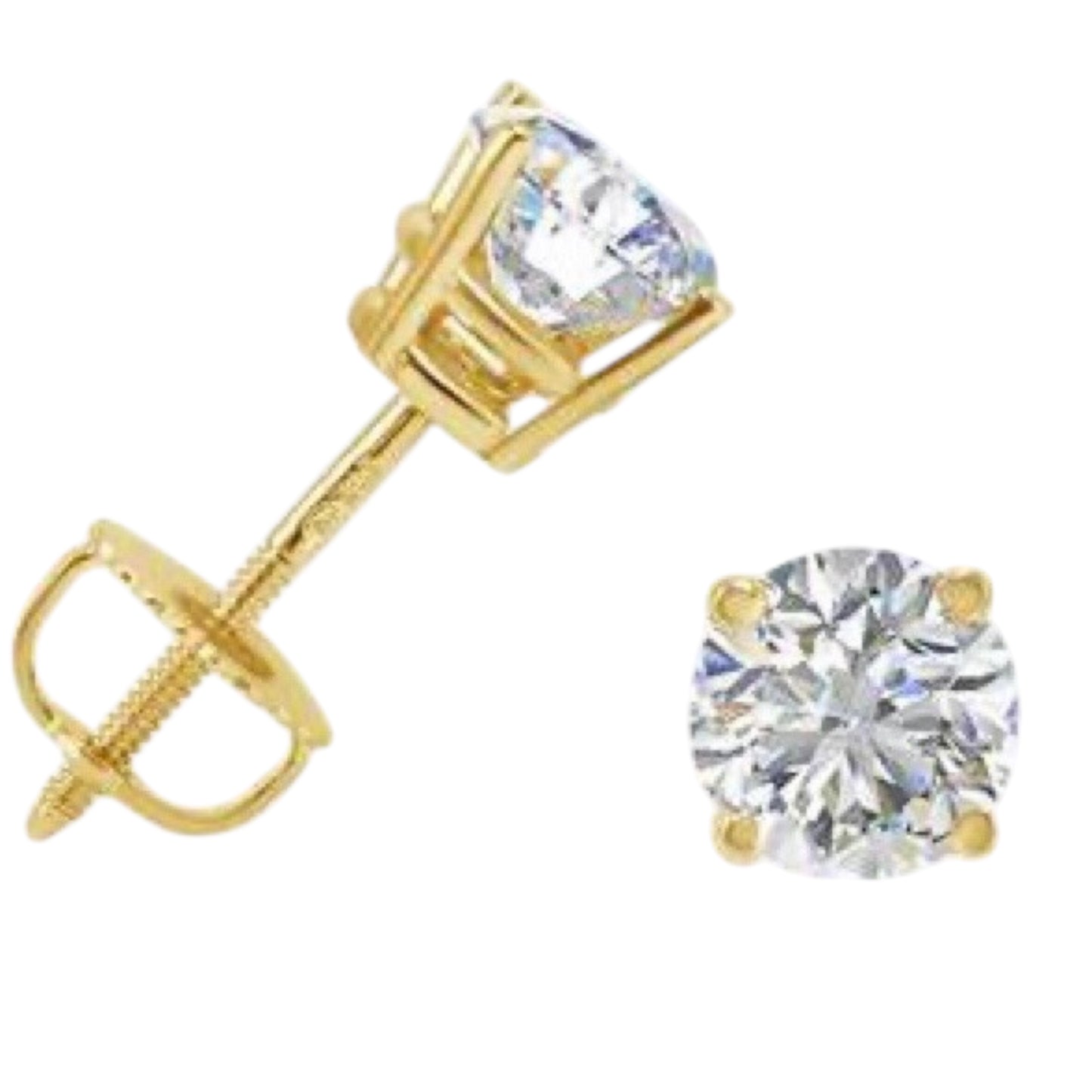 0.21 ctw Lab-Created Stud Diamond Earrings-Four Prong Basket Setting-Screw Back Closure