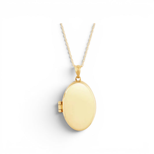 10K Yellow Gold Oval / Locket Wave Design Pendant (Necklace sold separately)
