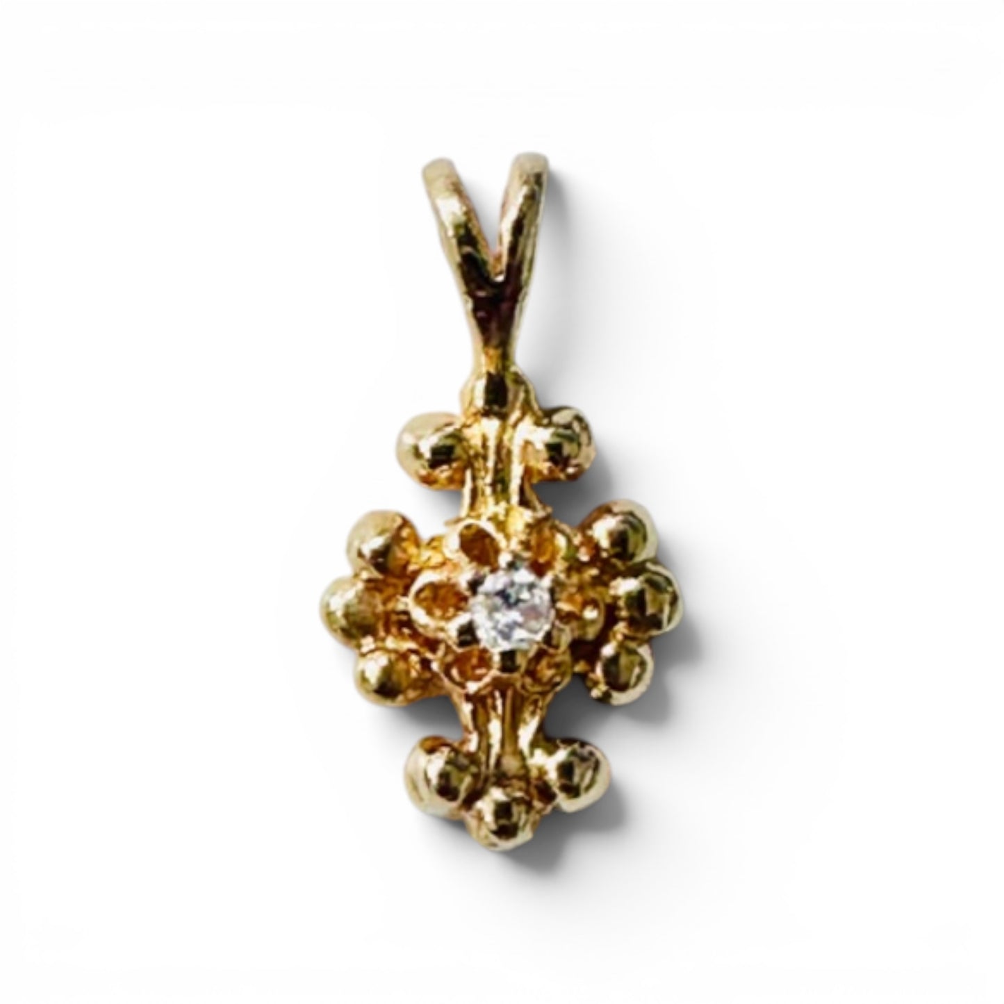 14K Yellow Gold Cross Pendant w/ .05 ct. Natural Diamond