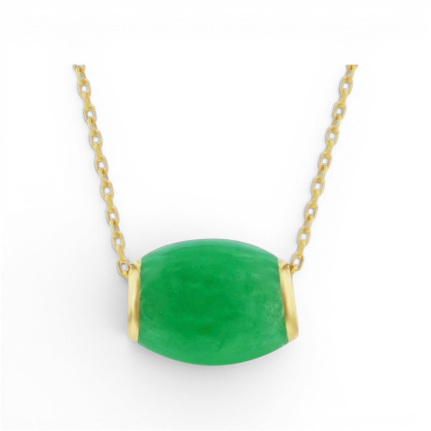 14K Yellow Gold Jade Oval Bead Slide Pendant