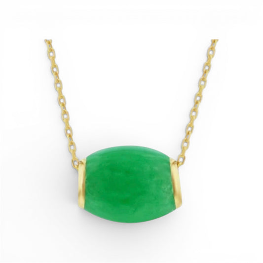 14K Yellow Gold Jade Oval Bead Slide Pendant