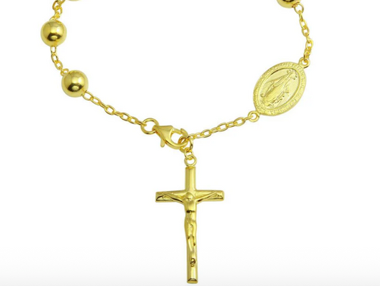 925 Sterling Silver Rosary Bracelet 6mm