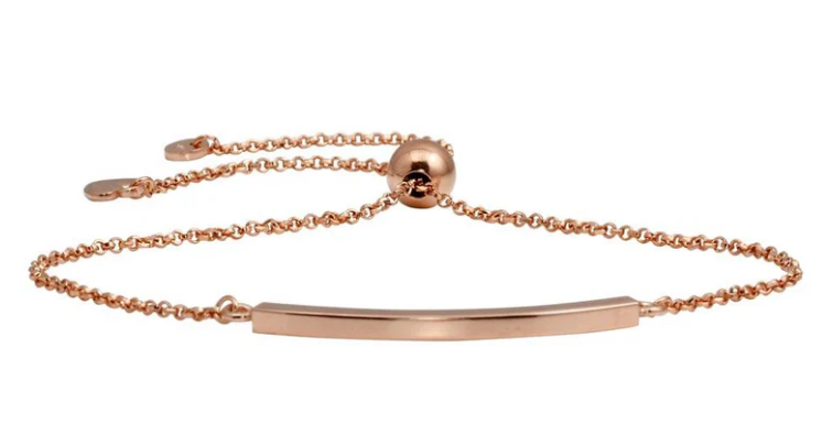 925 Sterling Silver Rose Gold Plated Curve Bar Bracelet