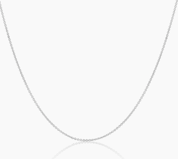 14K White Gold Cable Chain Adjustable Necklace 16'-17' -18'