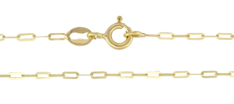 14K Yellow Gold Paperclip Anklet 10' Spring Lock