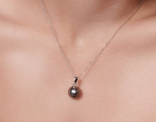 925 Sterling Silver Rhodium Plated Grey Fresh Water Pearl Dangling Set