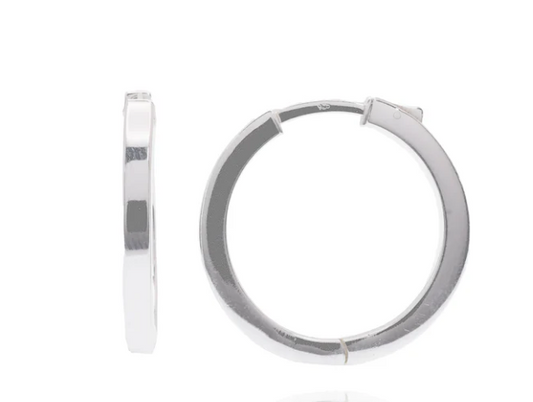 925 Sterling Silver Rhodium Plated 25 mm Hoop Earrings