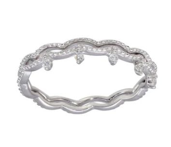 925 Sterling Silver Rhodium Plated  Wave CZ Double Band