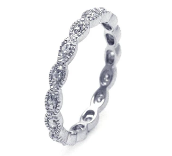 925 Sterling Silver Rhodium Plated CZ Stackable Eternity Ring