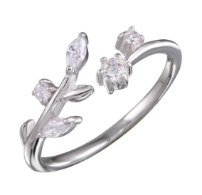925 Sterling Silver Rhodium Plated Ring with CZ