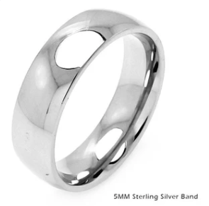 925 Sterling Silver High Polished Wedding Band Round Ring 5mm
