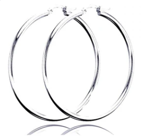 925 Sterling Silver Plain Hoop Earring 16mm