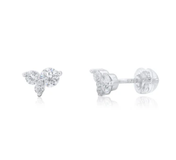 925 Sterling Silver Rhodium Plated Stone Cluster Moissanite Studded 7mm Stud Earrings