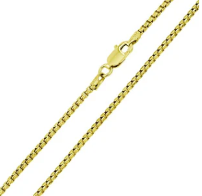 925 Sterling Silver Gold Plated Box Chain 2.1mm Chain