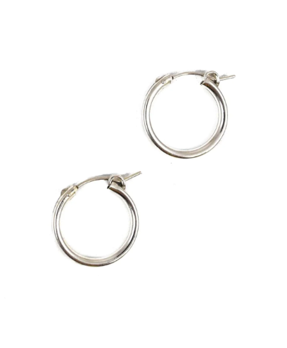925 Sterling Silver Plain Hoop Earring 14mm