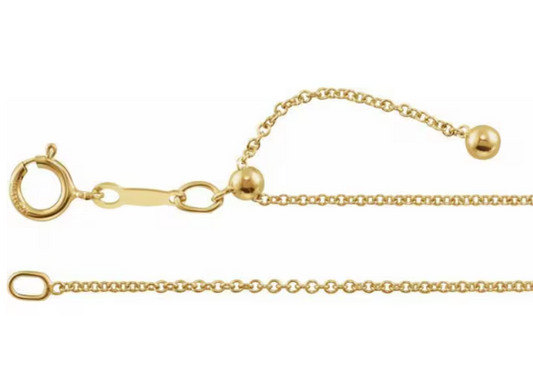 Gold Filled Adjustable Cable Chain Necklace 22 Inches