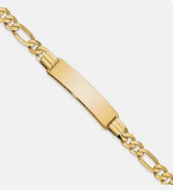 10K Yellow Gold Figaro Link ID Bracelet 7 in. w/ Lobster Lock