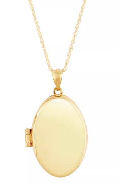 10K Yellow Gold Oval / Locket Wave Design Pendant (Necklace sold separately)