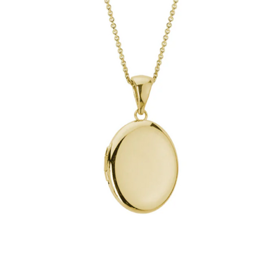 14K Yellow Gold Plain Oval Locket 15mm x 20mm