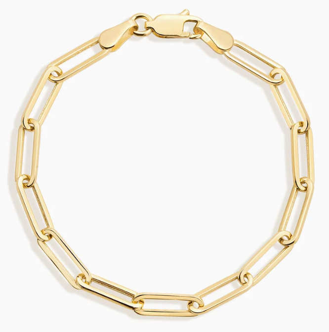 14K Yellow Gold Paperclip Bracelet 7' Lobster Lock