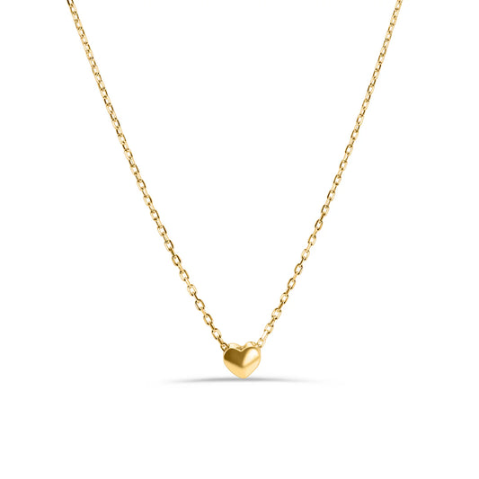 Small Heart Necklace in Gold-Plated 925 Sterling Silver 16-18" Adjustable