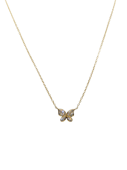 Erica Butterfly Diamond Pendant in 14k Yellow Gold Adjustable Necklace