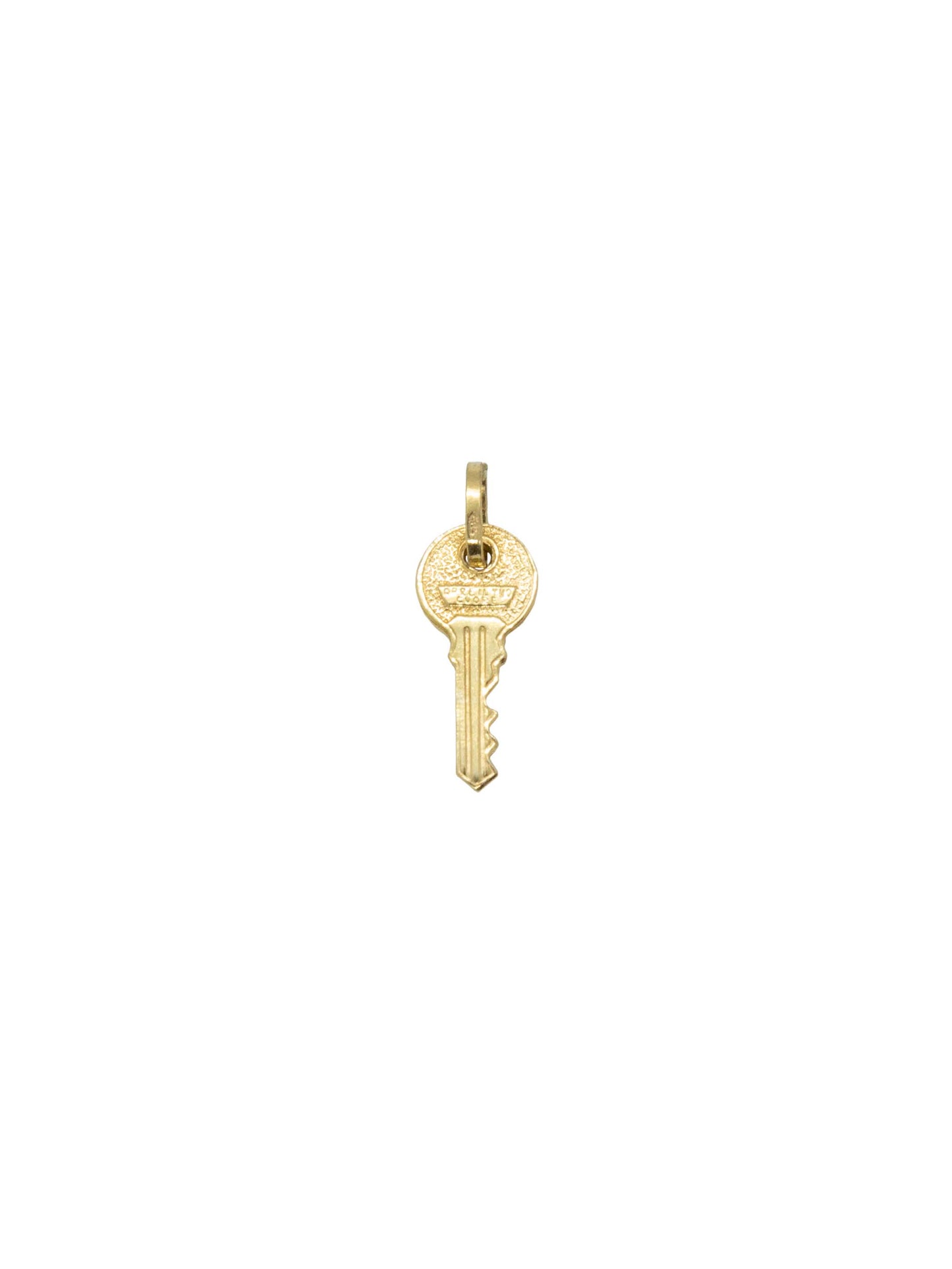 14k Solid Yellow Gold Tiny Key Pendant