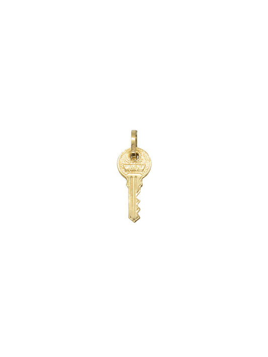 14k Solid Yellow Gold Tiny Key Pendant