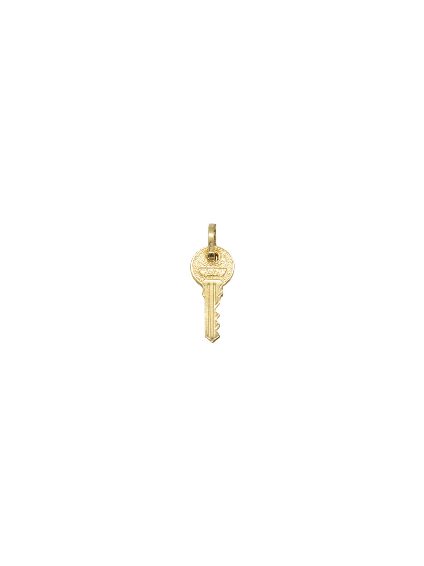 14k Solid Yellow Gold Tiny Key Pendant