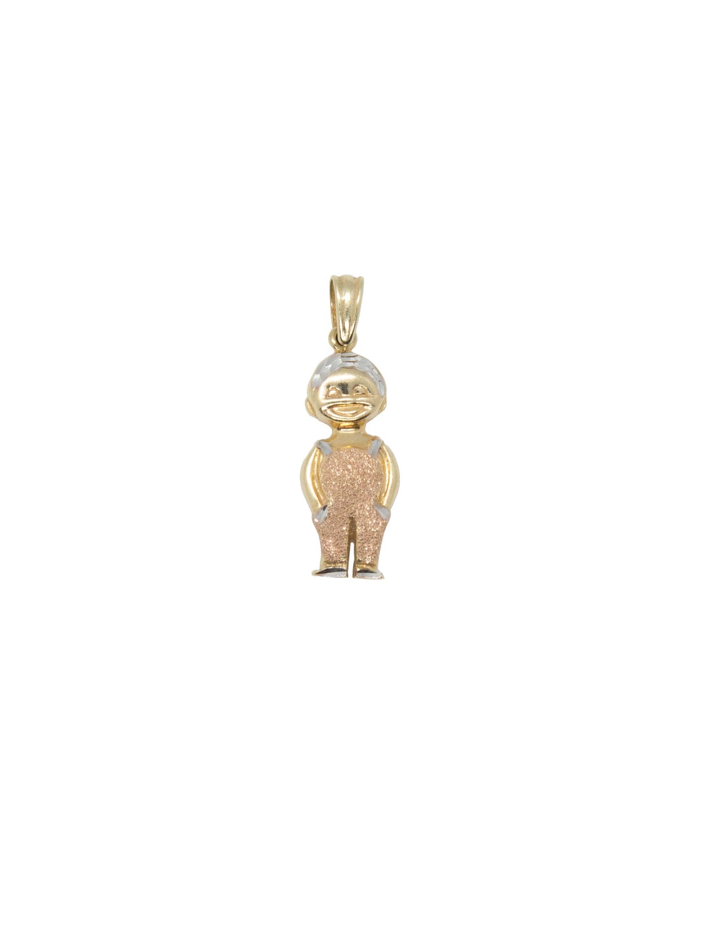 14k Tri-Color Solid Gold Boy Hands In Pocket Pendant